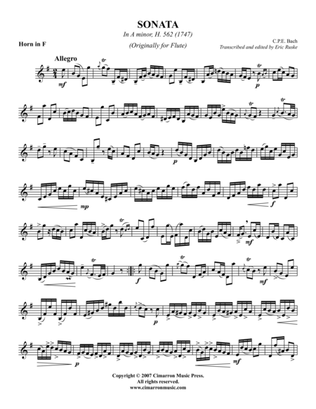 Sonata in A minor, H. 562