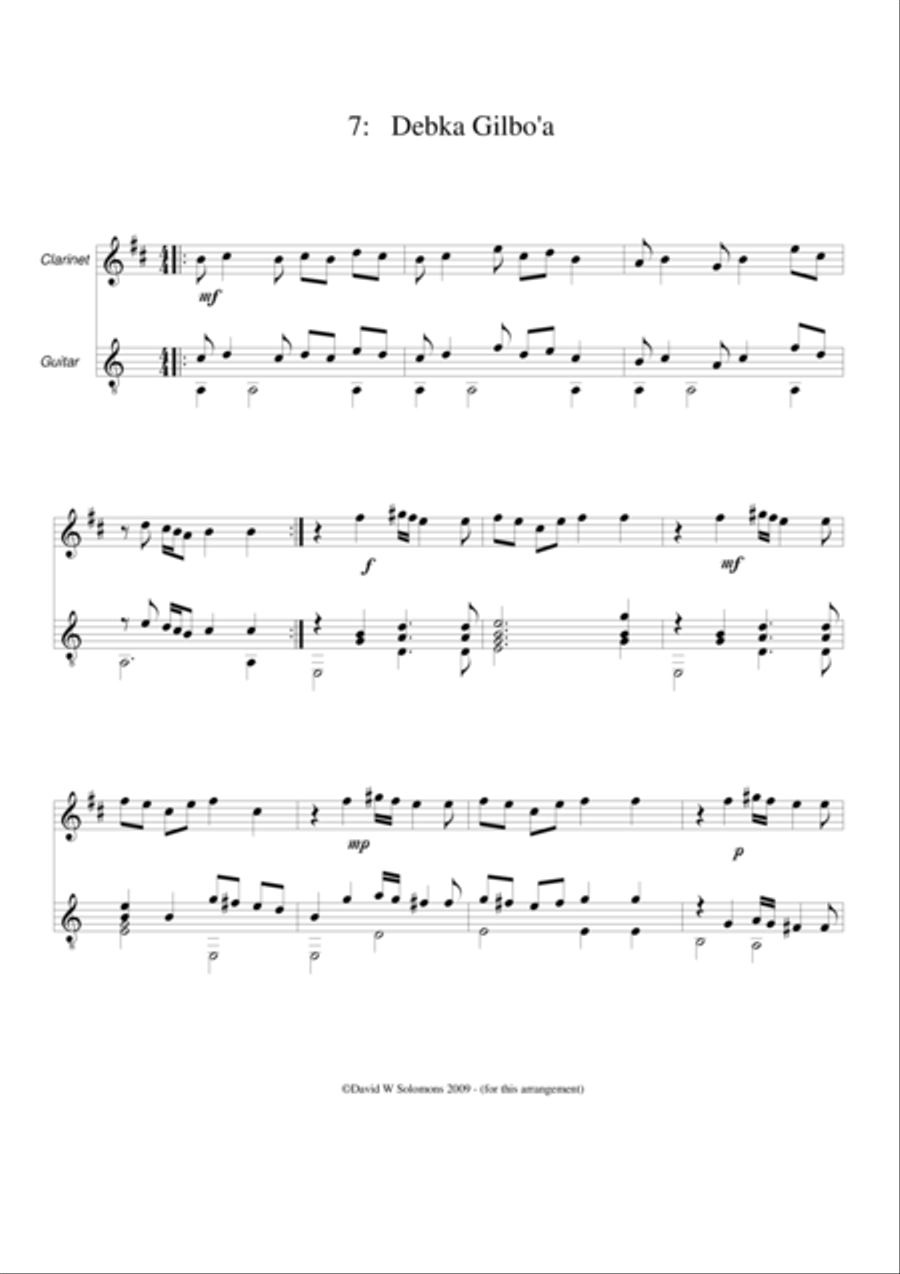 Debka Gilboa (Debka from Gilboa) for clarinet and guitar Clarinet scores gallery preview page 1
