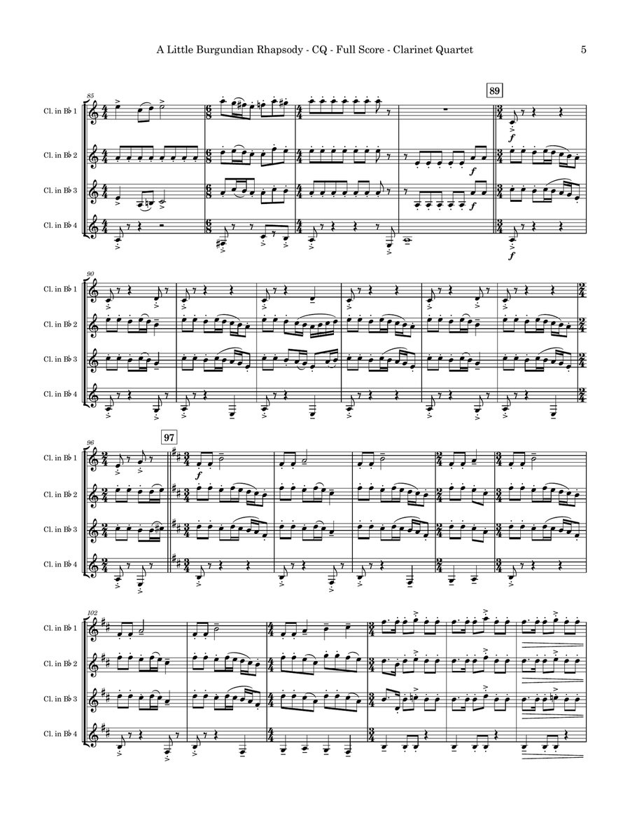 A Little Burgundian Rhapsody Clarinet Quartet scores gallery preview page 5