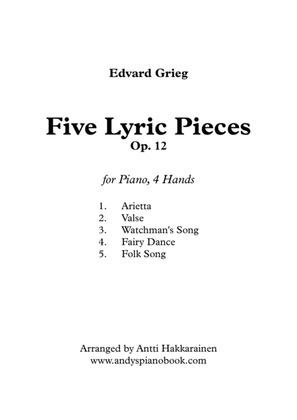 Book cover for Five Lyric Pieces Op. 12 - Piano, 4 Hands