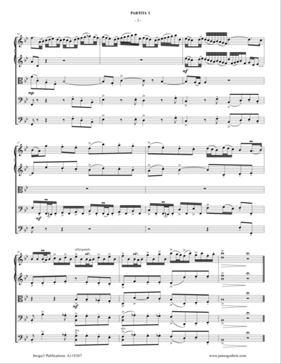 BACH: Six Partitas Complete BWV 825-830 for String Orchestra String Orchestra scores gallery preview page 3