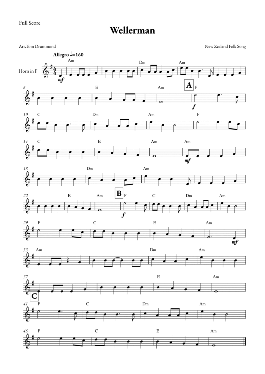 Wellerman Horn Solo scores gallery preview page 1