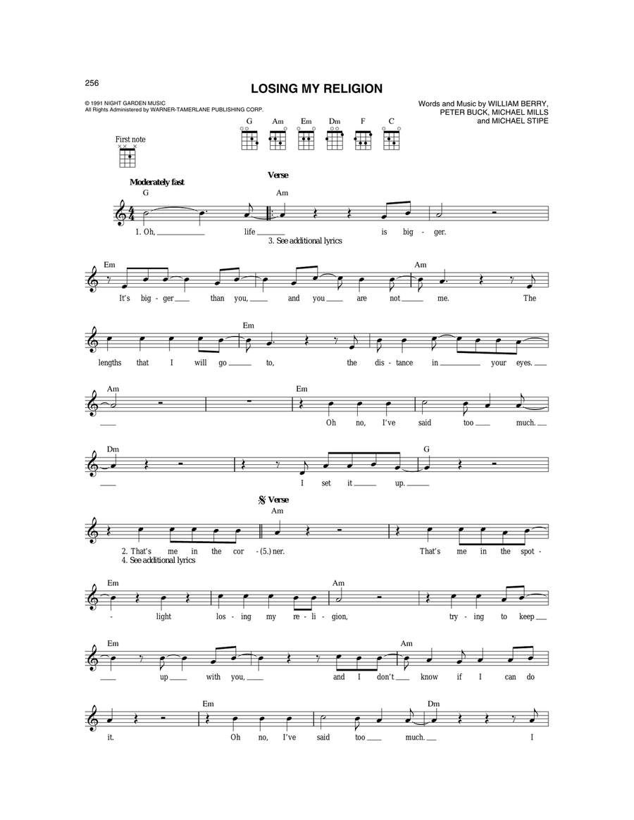 Losing My Religion Mandolin scores gallery preview page 1