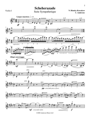 Scheherazade arranged for flute, harp and string quintet - Violin 1 Part