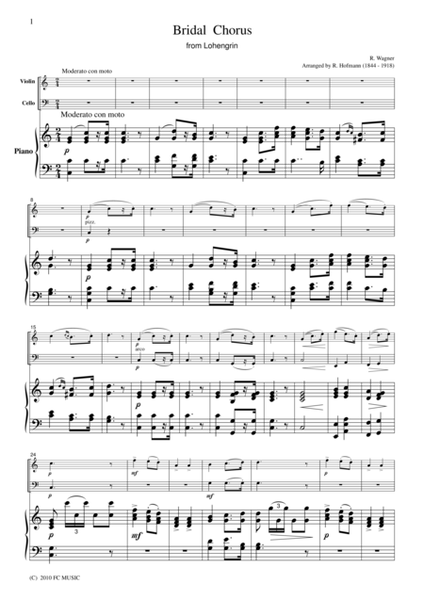 Wagner  Bridal Chorus from Lohengrin(Violin, Cello & Piano)
