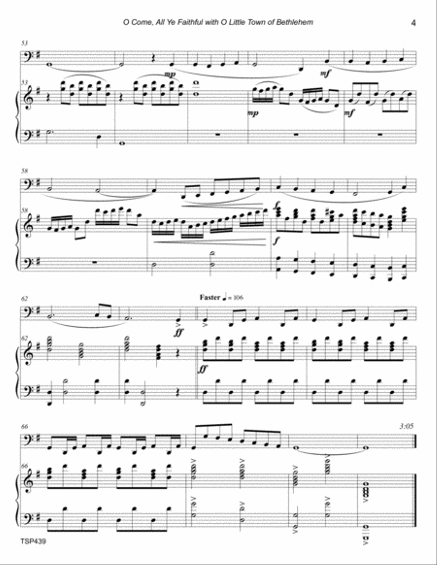 O COME ALL YE FAITHFUL/O LITTLE TOWN OF BETHLEHEM - TUBA SOLO with Piano Accompaniment Piano scores gallery preview page 4