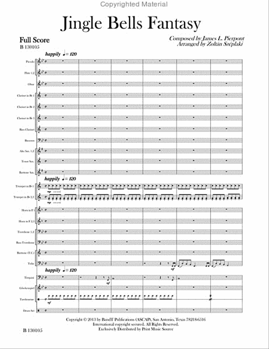 Jingle Bells Fantasy Concert Band scores gallery preview page 4