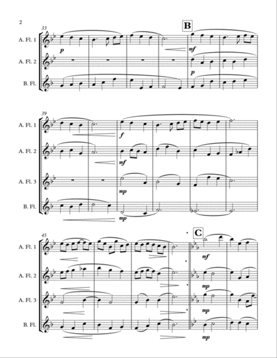 A Prayer - Quartet for Low Flutes Flute Quartet scores gallery preview page 2