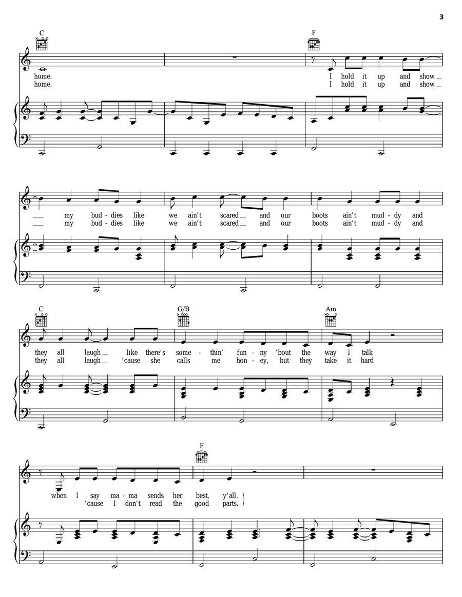 Letters From Home Letters From Home Piano, Vocal, Guitar scores gallery preview page 3