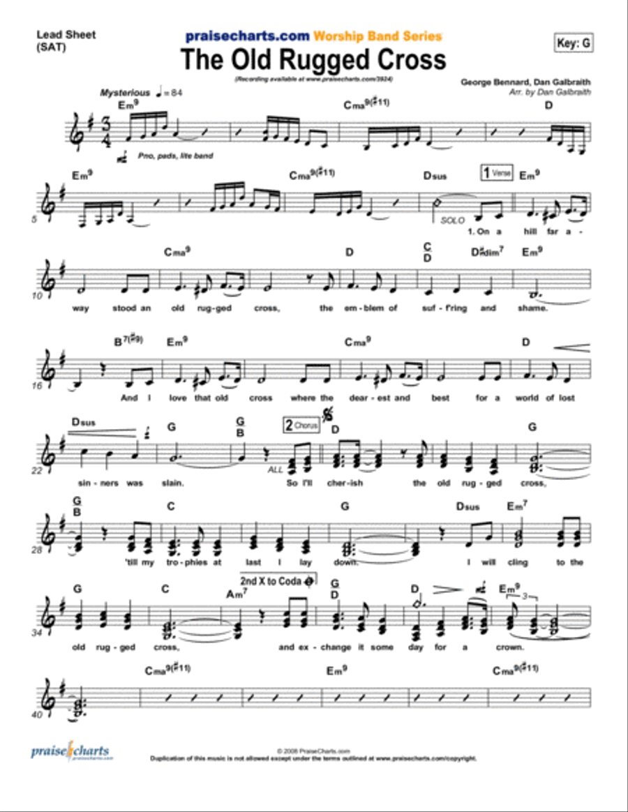 The Old Rugged Cross The Old Rugged Cross Piano scores gallery preview page 1