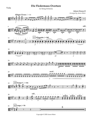 Die Fledermaus Overture (arr. for string orchestra): Viola