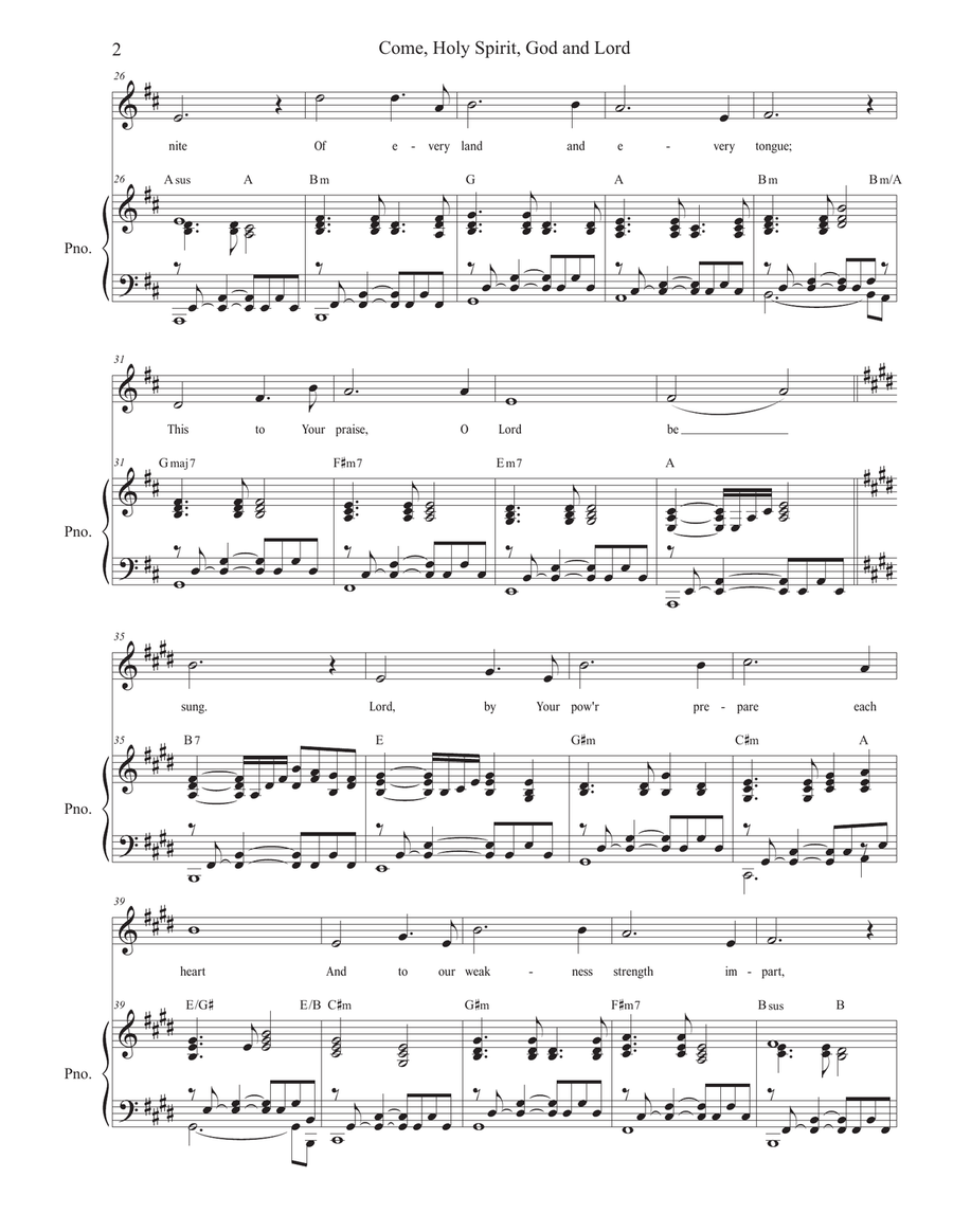 Come, Holy Spirit, God and Lord (Vocal solo) Piano, Vocal scores gallery preview page 2