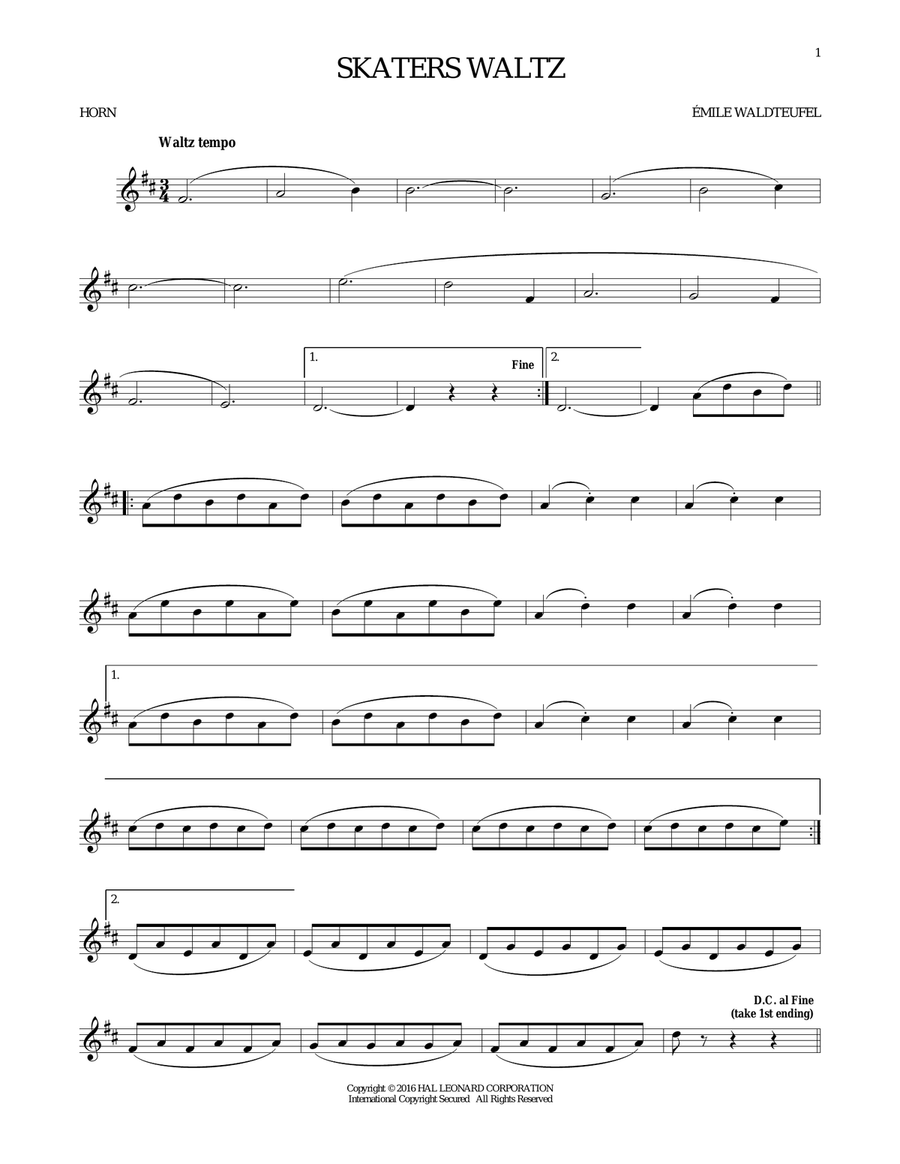 The Skaters (Waltz) The Skaters (Waltz) Horn Solo scores gallery preview page 1