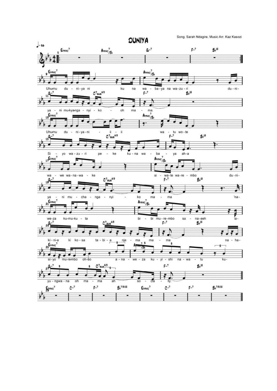 Dunia Mchanganyiko Dunia Mchanganyiko Guitar Solo scores gallery preview page 1