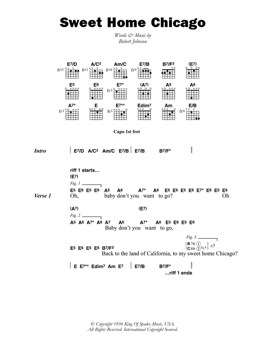 Sweet Home Chicago Electric Guitar scores gallery preview page 1