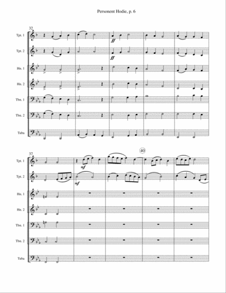 Chorale Prelude on Personent Hodie - Brass Septet Brass Ensemble scores gallery preview page 6