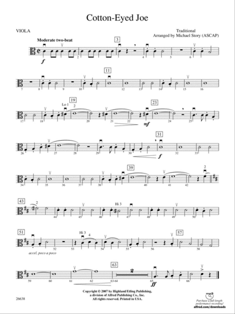 Cotton-Eyed Joe: Viola String Orchestra scores gallery preview page 1
