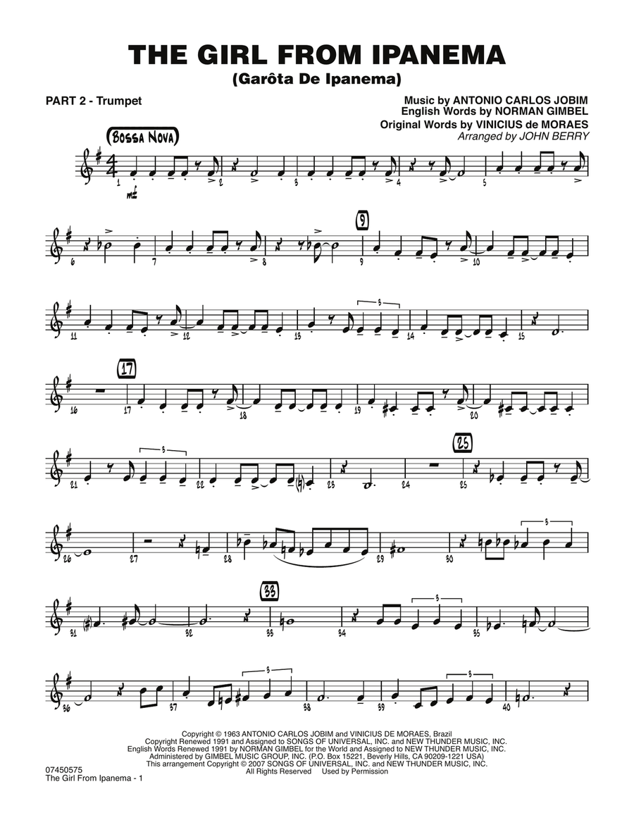 The Girl From Ipanema (Garota De Ipanema) - Part 2 - Bb Trumpet Jazz Ensemble scores gallery preview page 1