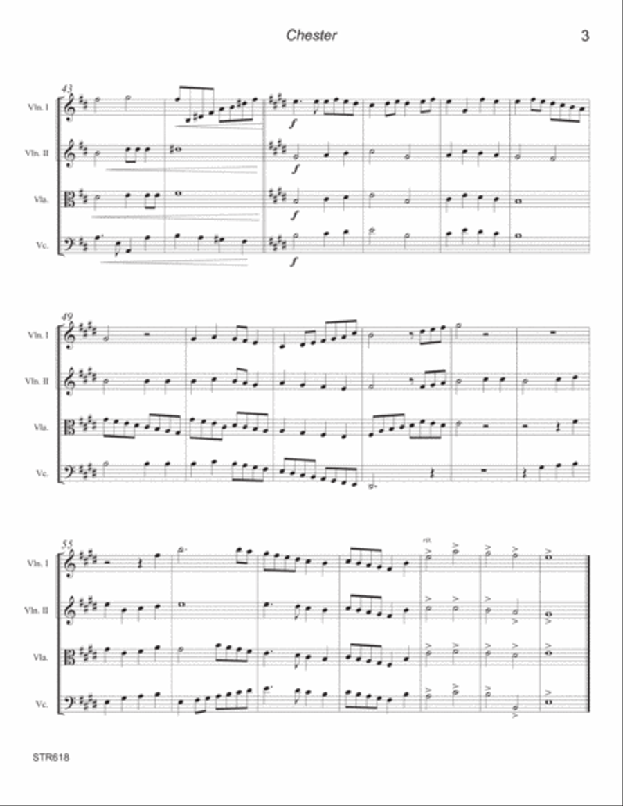 CHESTER - String Quartet (unaccompanied). A Cappella scores gallery preview page 3