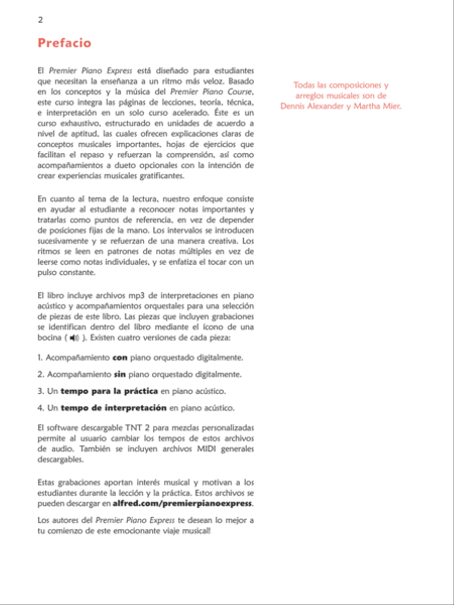 Premier Piano Express--Spanish Edition Piano Method scores gallery preview page 3