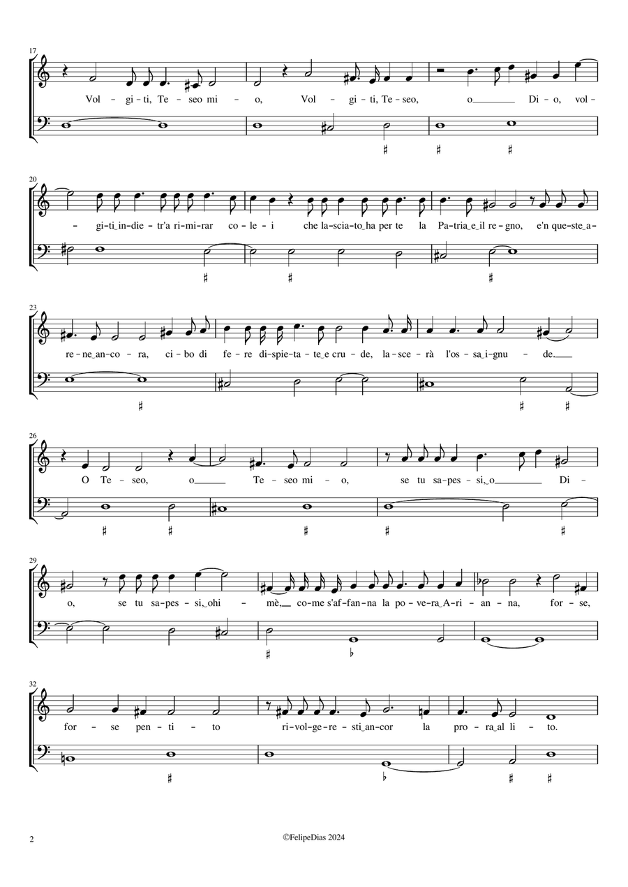 Lamento d'Arianna a voce sola: Lasciatemi morire Voice Solo scores gallery preview page 2