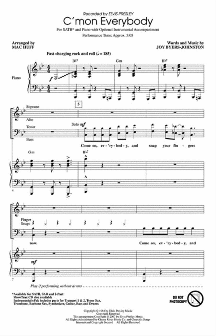 C'mon Everybody 4-Part scores gallery preview page 2