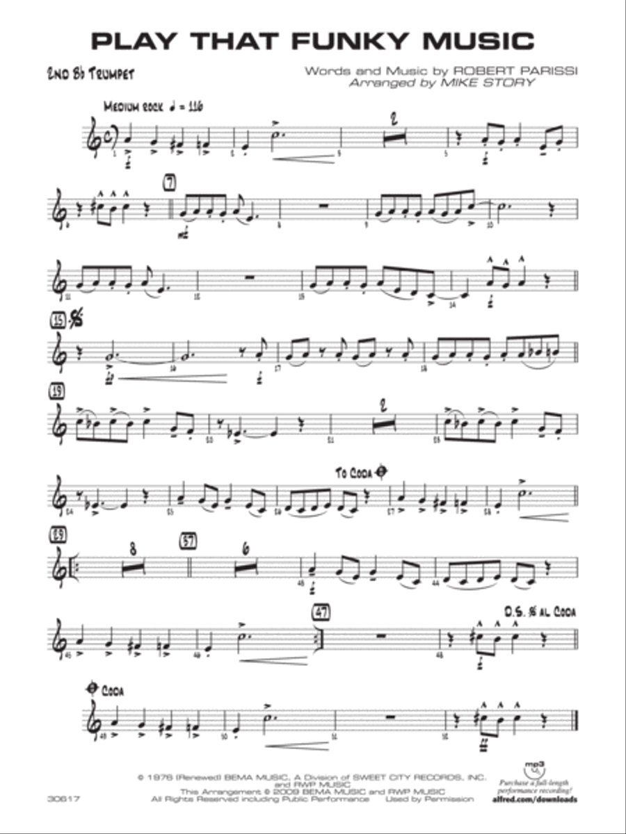 Play That Funky Music: 2nd B-flat Trumpet Jazz Ensemble scores gallery preview page 1