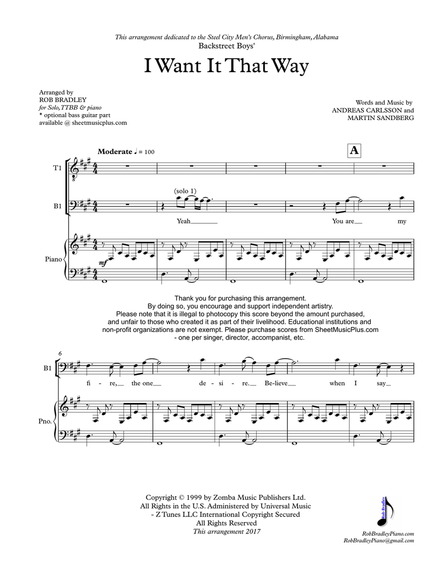 I Want It That Way TTBB scores gallery preview page 3