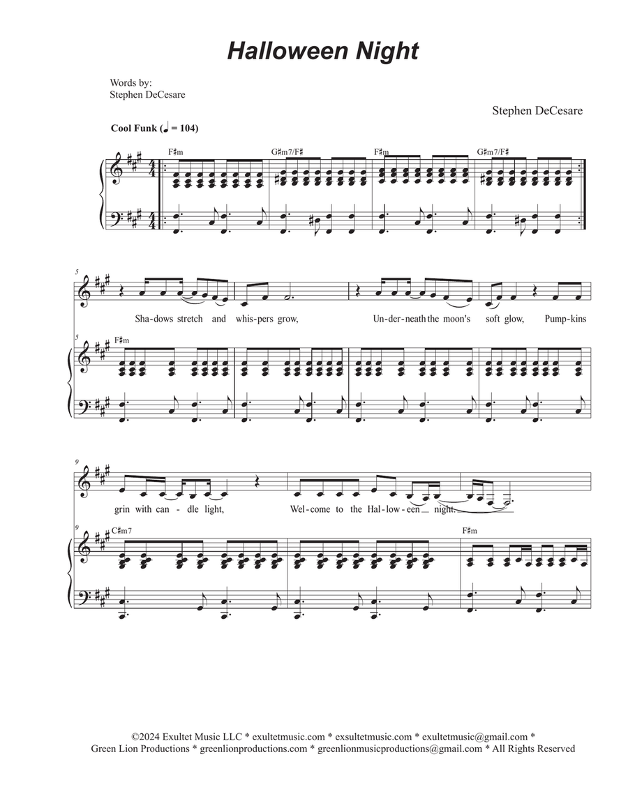 Halloween Night (Vocal solo) Piano, Vocal scores gallery preview page 1