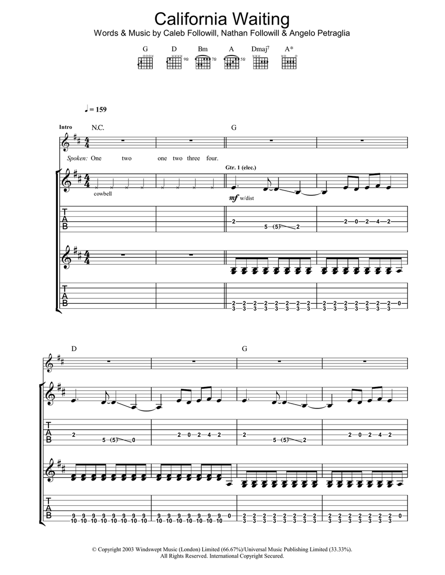 California Waiting Acoustic Guitar scores gallery preview page 1