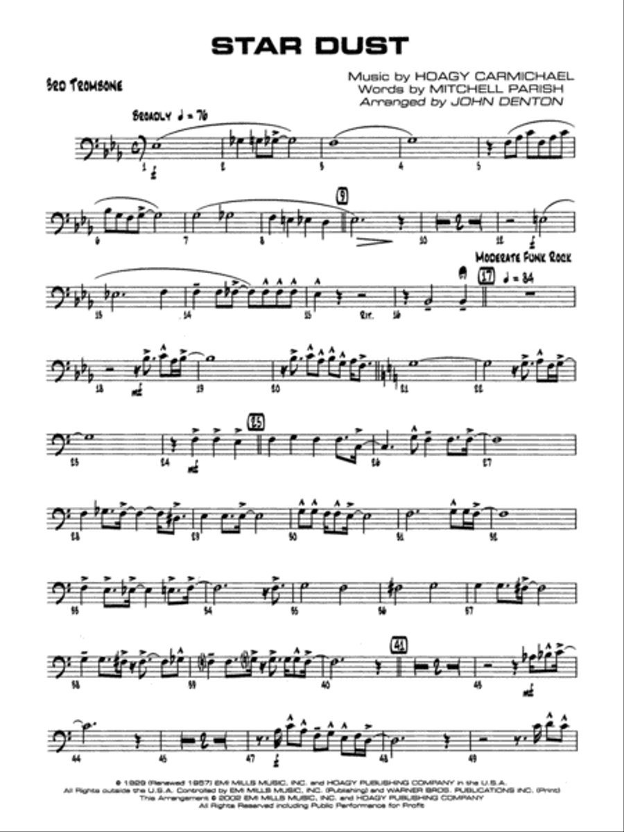 Star Dust: 3rd Trombone Star Dust: 3rd Trombone Jazz Ensemble scores gallery preview page 1
