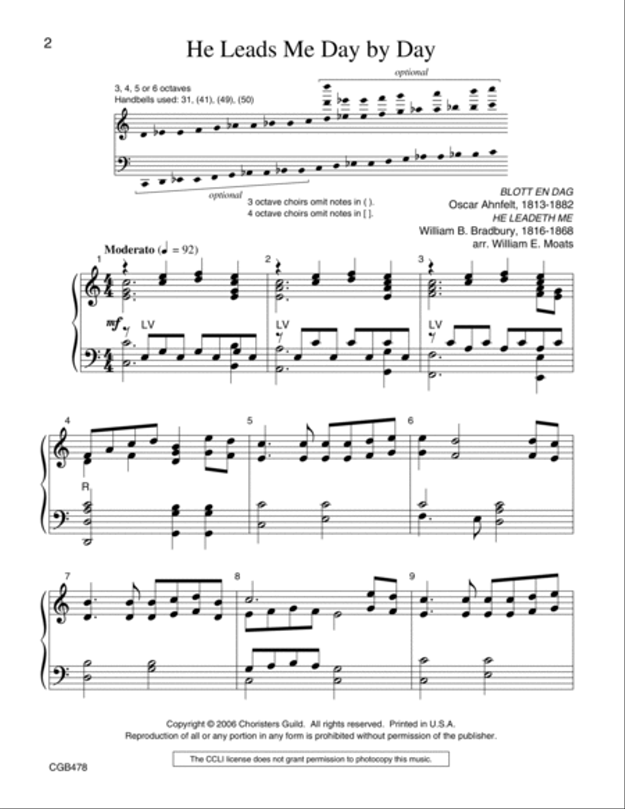 He Leads Me Day By Day He Leads Me Day By Day Handbell Choir scores gallery preview page 2