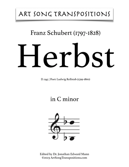 SCHUBERT: Herbst, D. 945 (transposed to C minor)