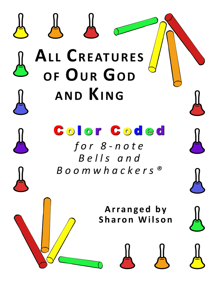 All Creatures of Our God and King (for 8-note Bells and Boomwhackers® with Color Coded Notes) Handbell Choir scores gallery preview page 1