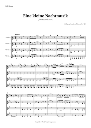 Eine kleine Nachtmusik by Mozart for Violin Quartet