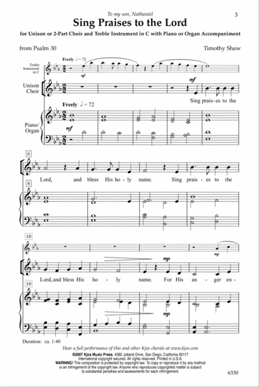 Sing Praises to the Lord Sing Praises to the Lord Choir scores gallery preview page 3