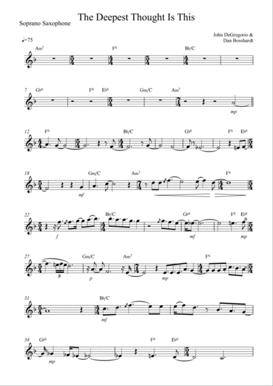 The Deepest Thought Is This - Soprano Sax Soprano Saxophone scores gallery preview page 1