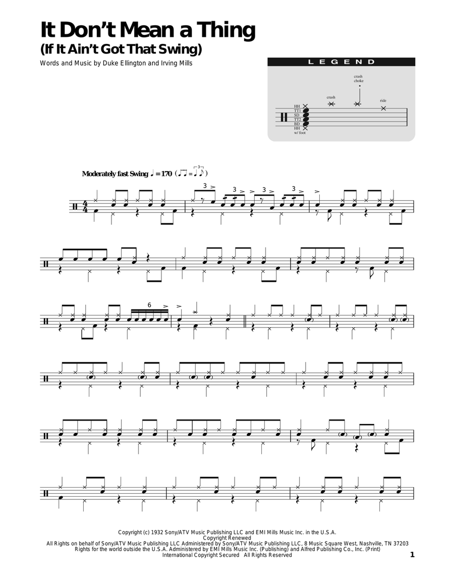 It Don't Mean A Thing (If It Ain't Got That Swing) Drum Set scores gallery preview page 1