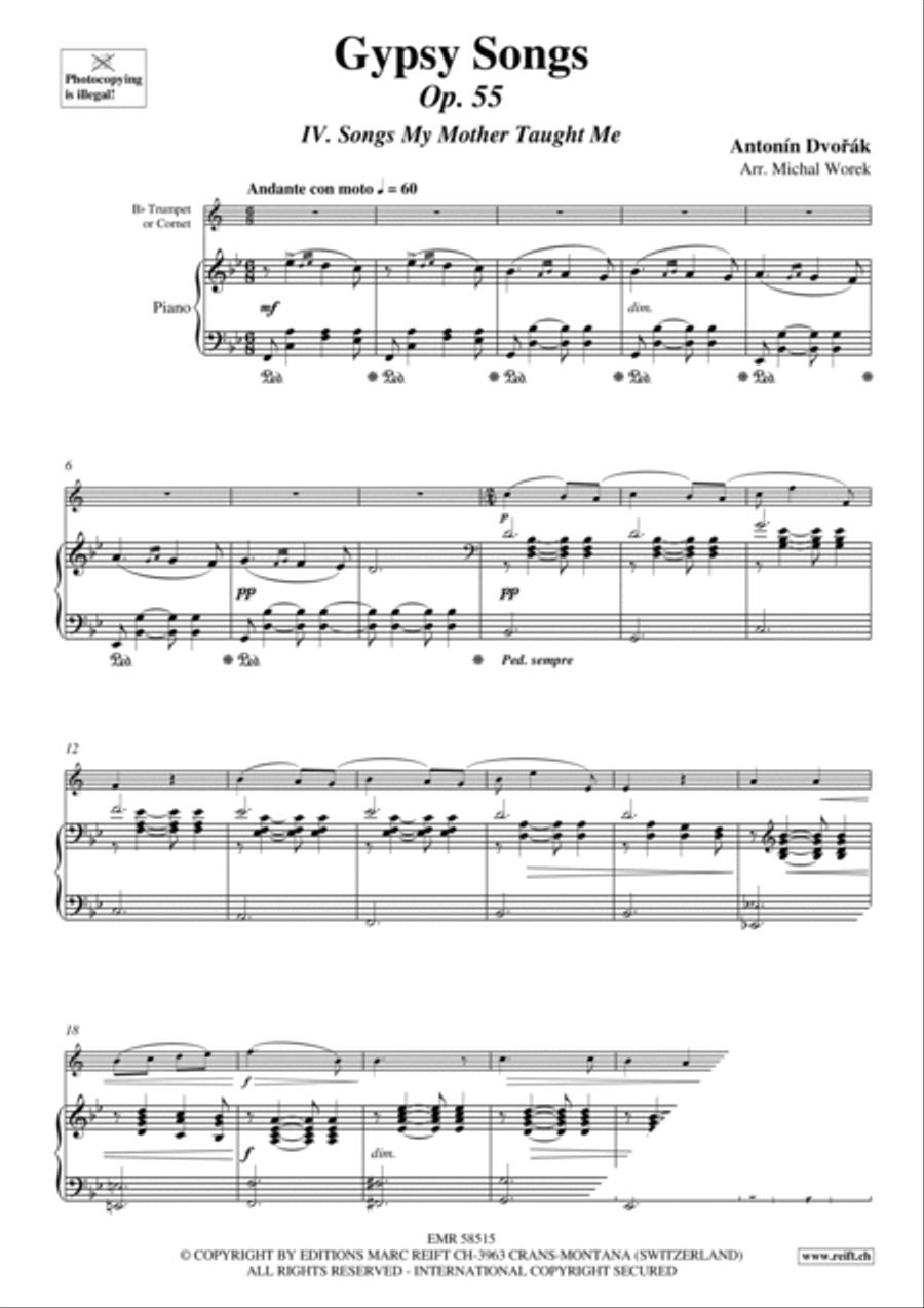 Gypsy Songs by Antonin Dvorak Cornet - Sheet Music page 3