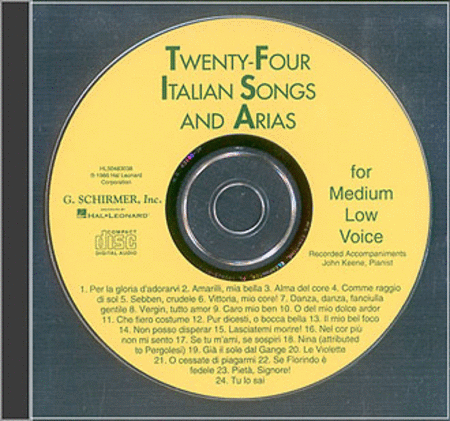 24 Italian Songs and Arias Of The 17th and 18th Centuries - Medium Low  Voice - CD Only