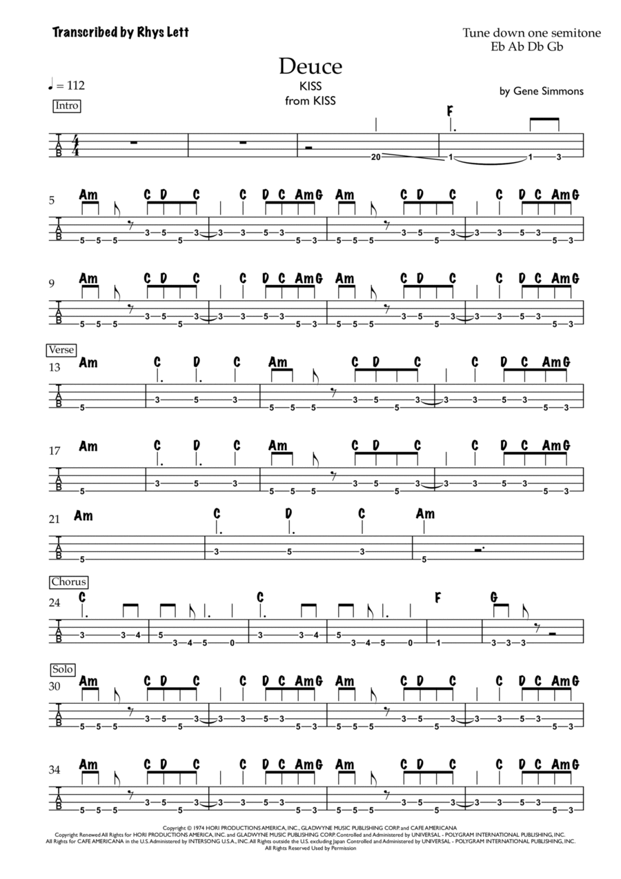 Deuce Guitar Tablature scores gallery preview page 1