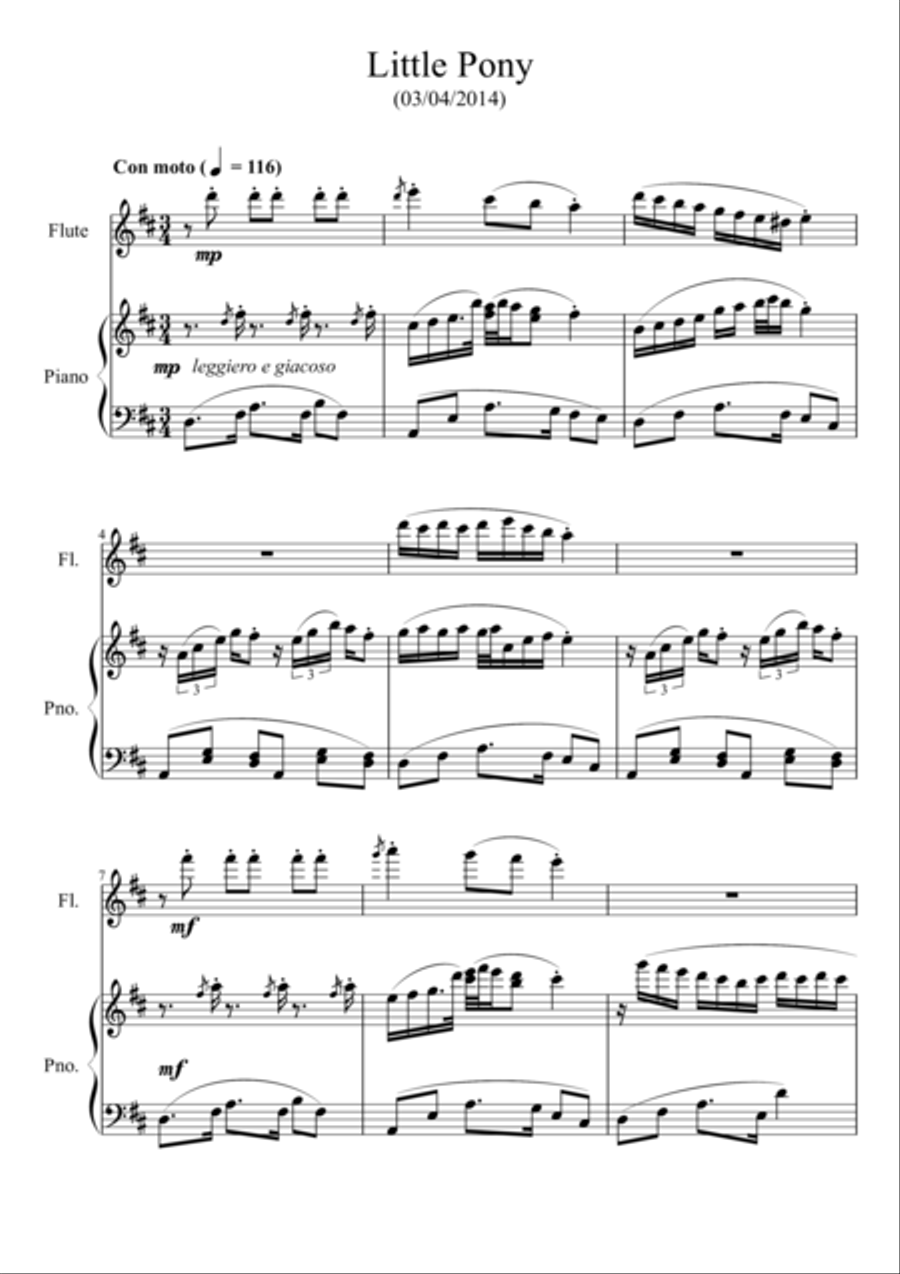 Little Pony Flute Solo scores gallery preview page 1