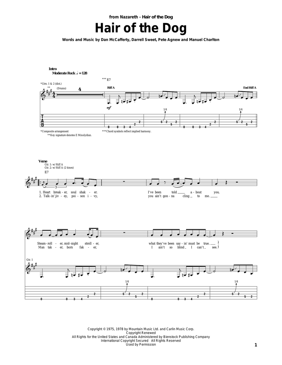 Hair Of The Dog Hair Of The Dog Acoustic Guitar scores gallery preview page 1