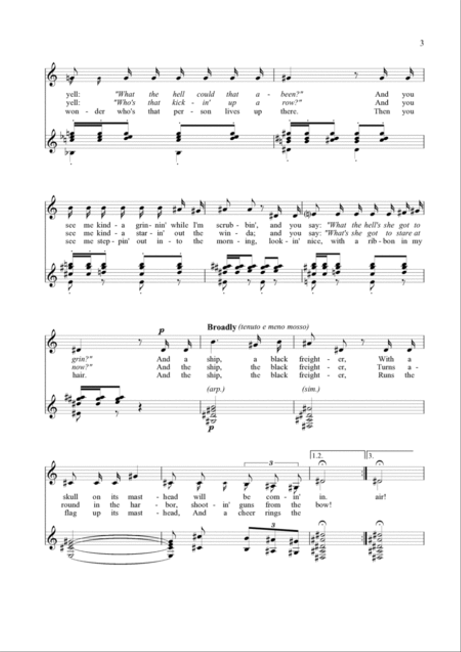 Pirate Jenny Piano, Vocal, Guitar scores gallery preview page 3