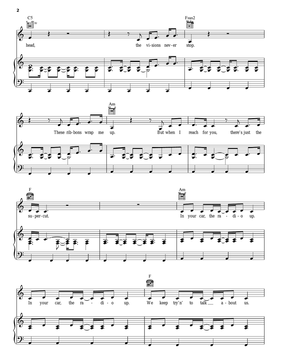 Supercut Piano, Vocal, Guitar scores gallery preview page 2