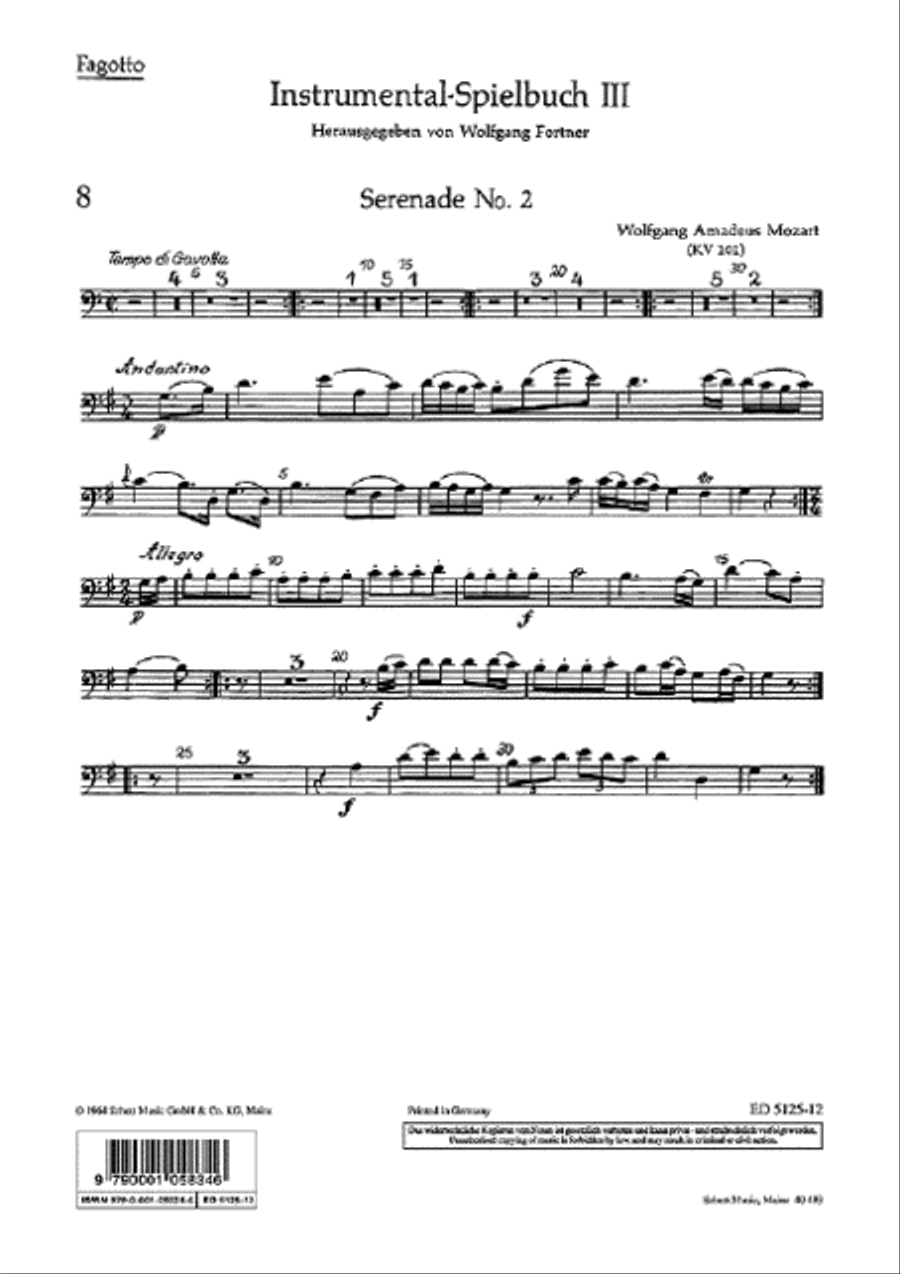 Instrumental Spielbuch 3 Bassoon Basso Continuo scores gallery preview page 1