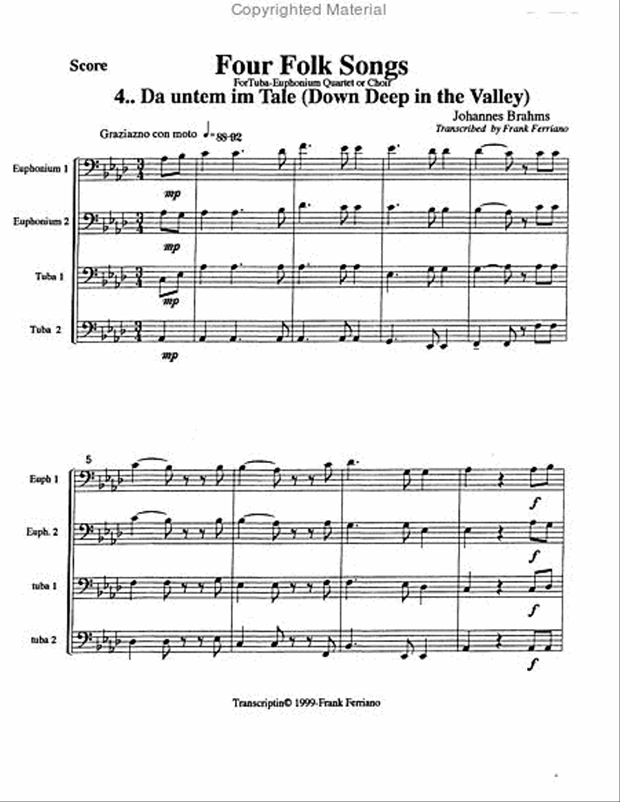 Four Brahms Folk Songs EETT scores gallery preview page 5