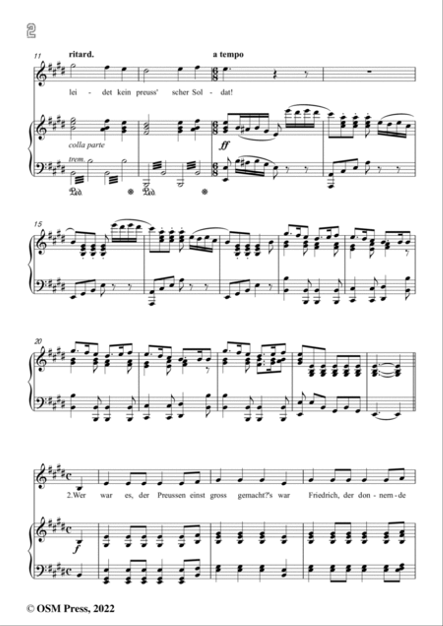 Loewe-Preussisches Hurrahlied,in E Major,for Voice and Piano Voice Solo scores gallery preview page 4