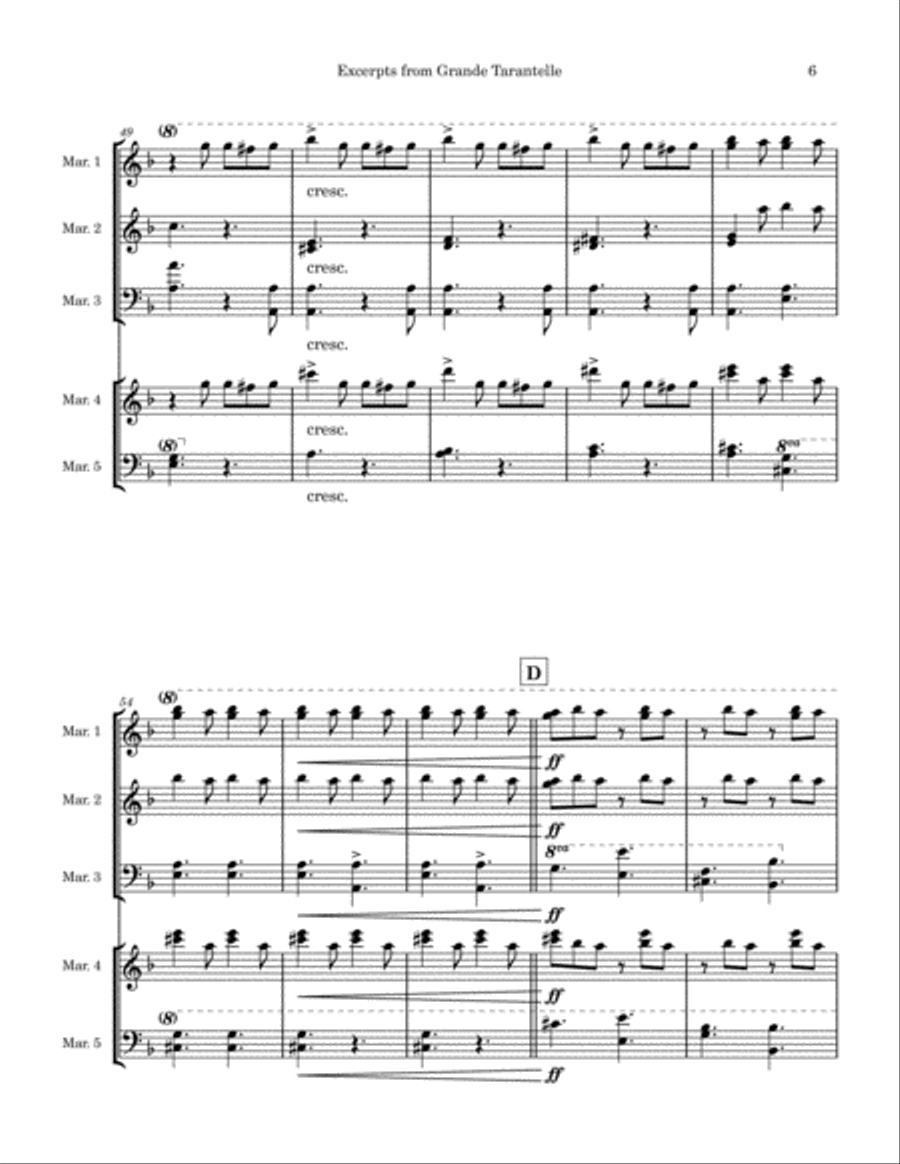 Excerpts from Grande Tarantelle Percussion Ensemble scores gallery preview page 6