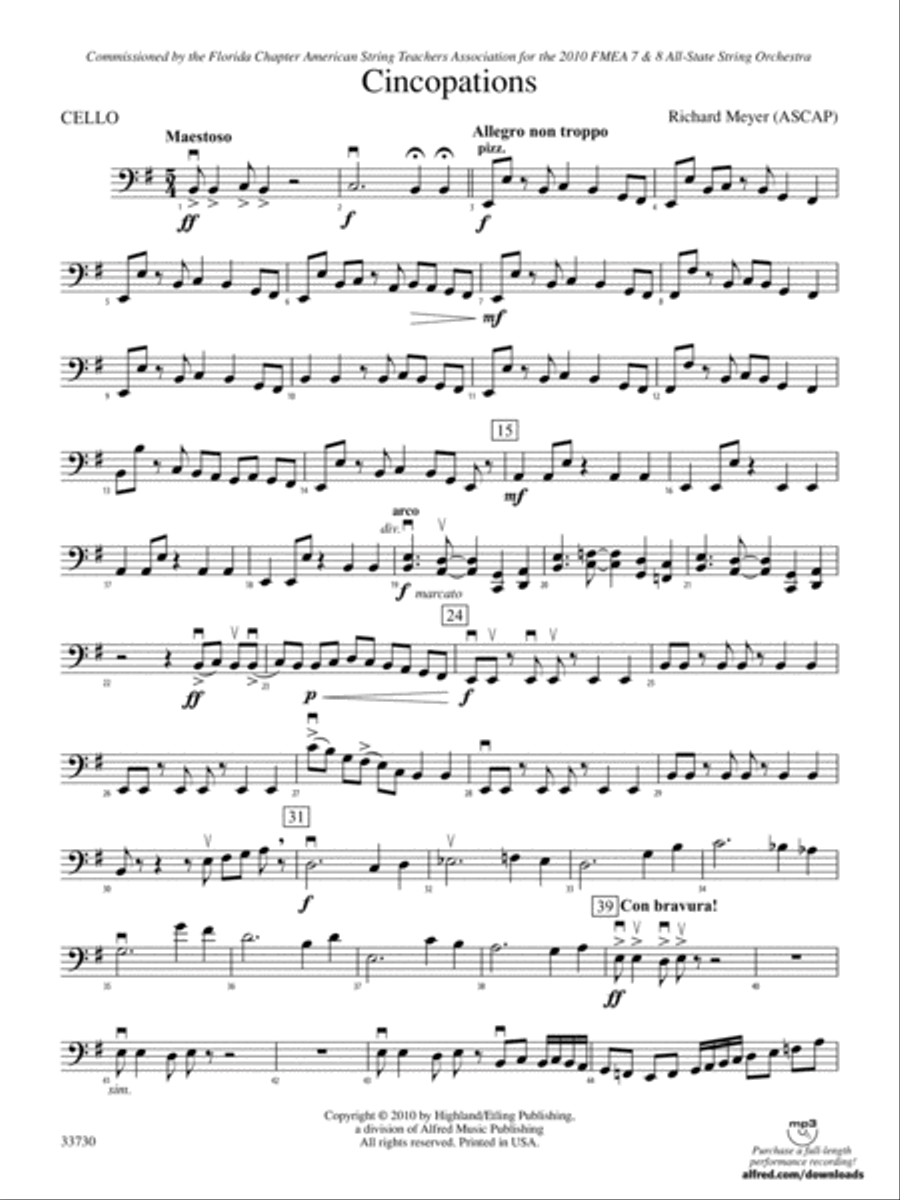 Cincopations: Cello String Orchestra scores gallery preview page 1